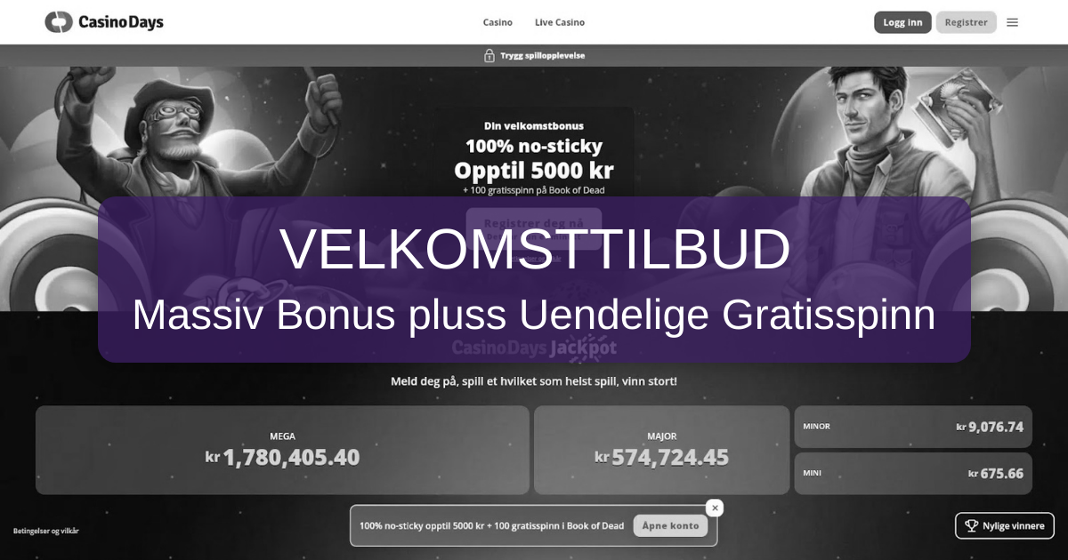 Casino Days casino med velkomstbonus for norske spillere